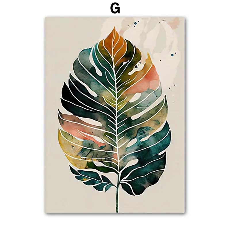 Mural Print Boho Abstract Leaf Cactus Plant Wall Art Canvas Painting Botanical Poster Picture Living Room Home Decor