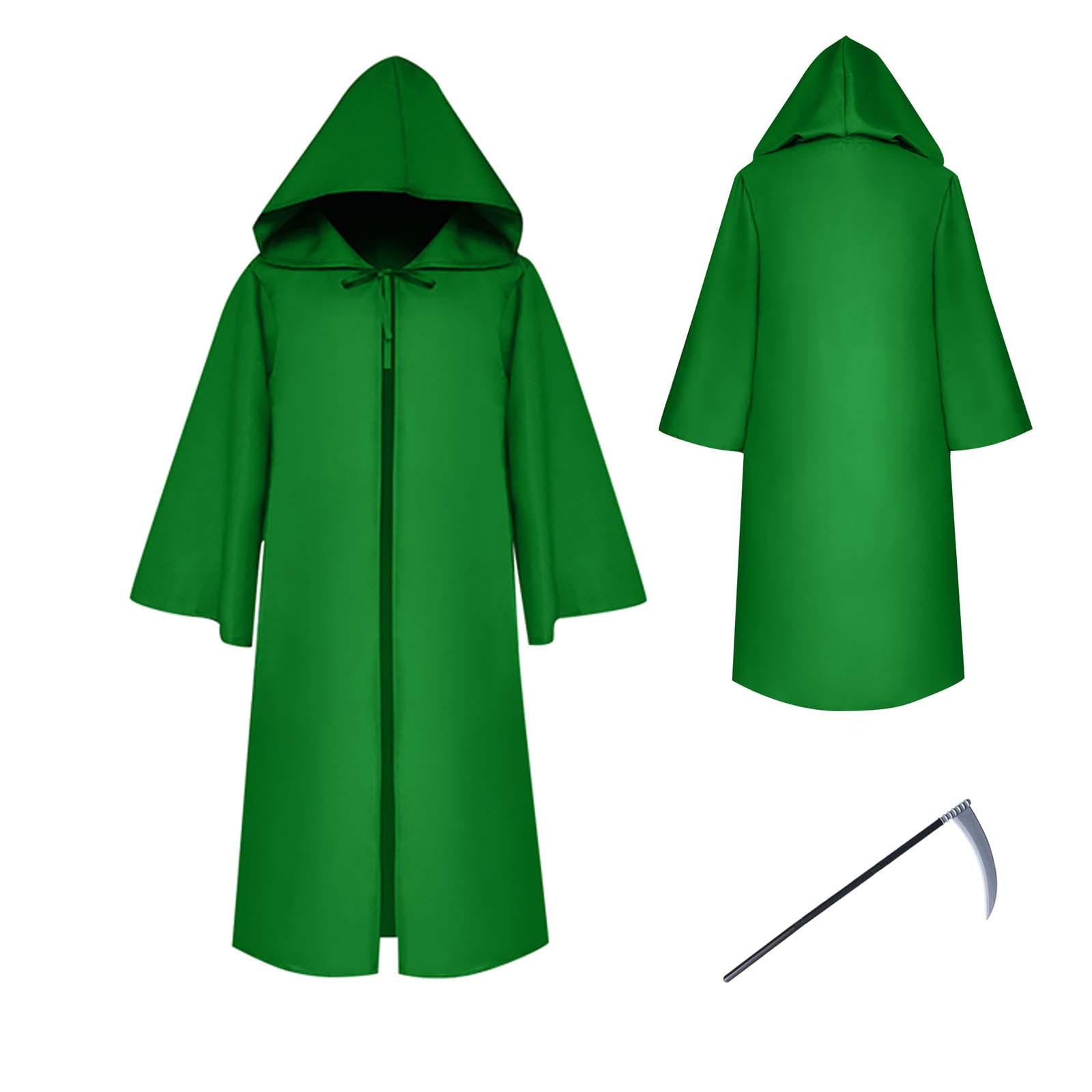 

Чоловічі та жіночі костюми на Хелловін Похмурий плащ Плащ з капюшоном Куртка Пальто S зелений