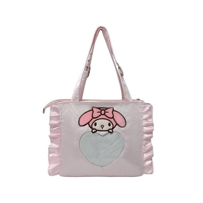 Pattern Lace Design Tote Bag With Transparent Compartment For Daily Use Girls