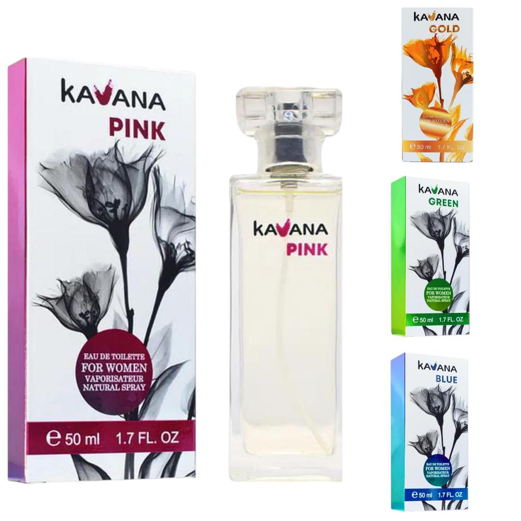KAVANA Pink Perfume & Three Other Type Perfumes In Gold, Blue and Green Color