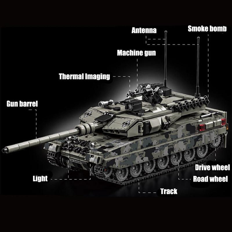 Wojskowy II Wojny Światowej MOC Leopard 2A7 Czołg Podstawowy Armii Żołnierze Klocki Cegły M1 T90M Zestaw Czołgów Dla Dzieci Chłopców Prezenty