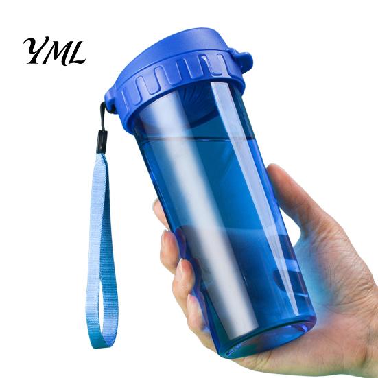 Cute Office Desktop Cup Transparent Water Cup, Portable Plastic Bottle, with Strap Reusable Handle, Clear Heat-resistant Drinkware, for School