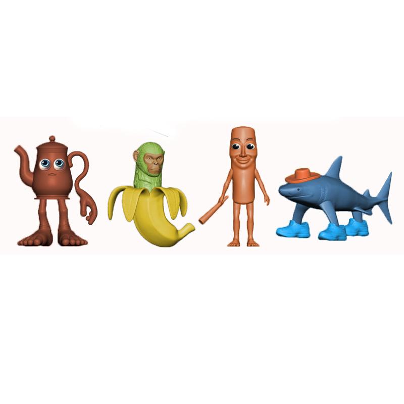 Non-Toxic New Tungtungtungsahurcreative Parody Figurine Models 8 Shark Wooden Stick Figurines Desktop Ornaments Toys