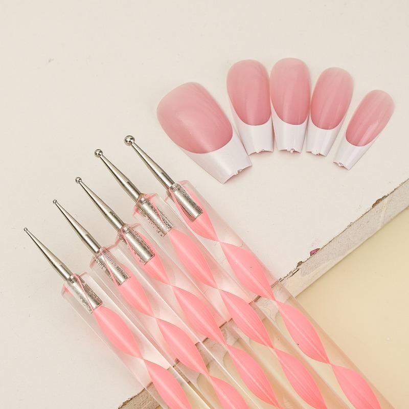 5pc Dual-end Nail Silicone Brushes Polishable Carving Drawing Paint Dot Tool Nails Arts Pen Acrylic UV Gel Extension Grids Brush