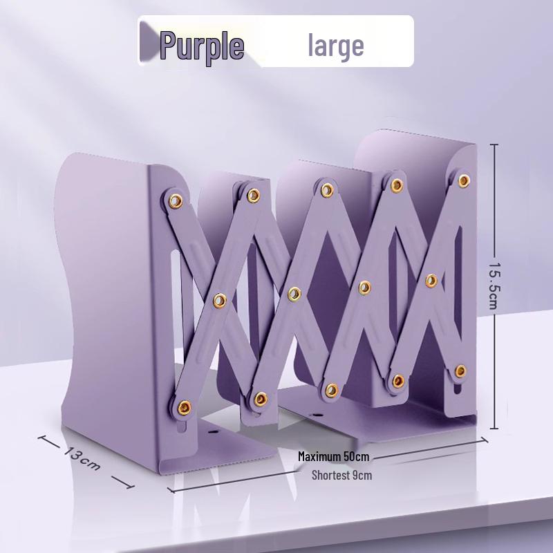Retractable Bookend with Pen Holder - Foldable Desktop Bookshelf and Divider