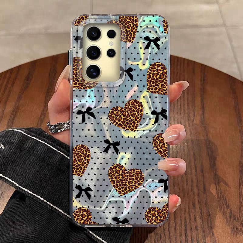 Case For Samsung Galaxy  A56 S24 S25 Plus Ultra A15 A25 A55 A35 A16 A26 A36 Phone Cover Gradient Color Cat Leopard Print Bumper
