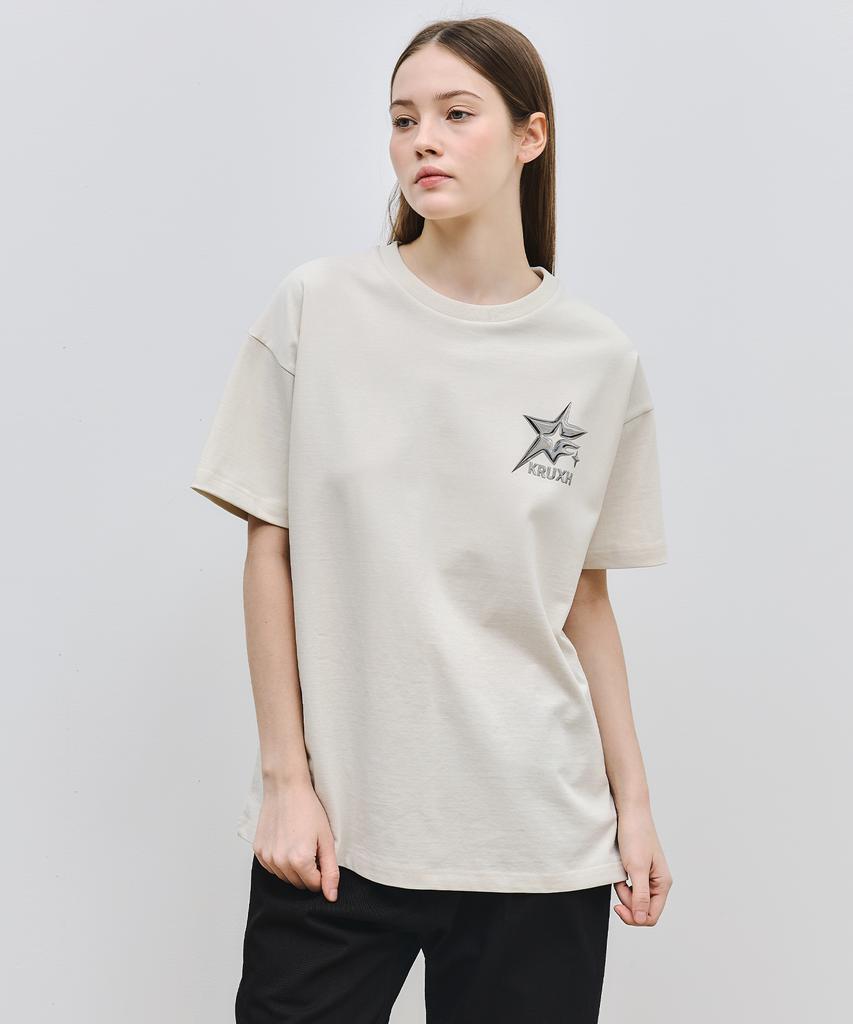 Keuleogsi Nice Print Drop Shoulder T-Shirt Putty Beige