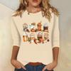 Women's Fashion Casual Three-quarter Sleeve Halloween Printed Round Neck Top