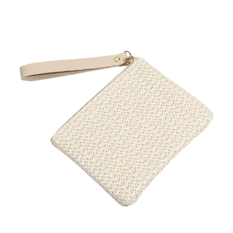 Women Girls Straw Clutch Purses Lightweight Summer Beach Mobile Phone Wallet Coin Change Pouch