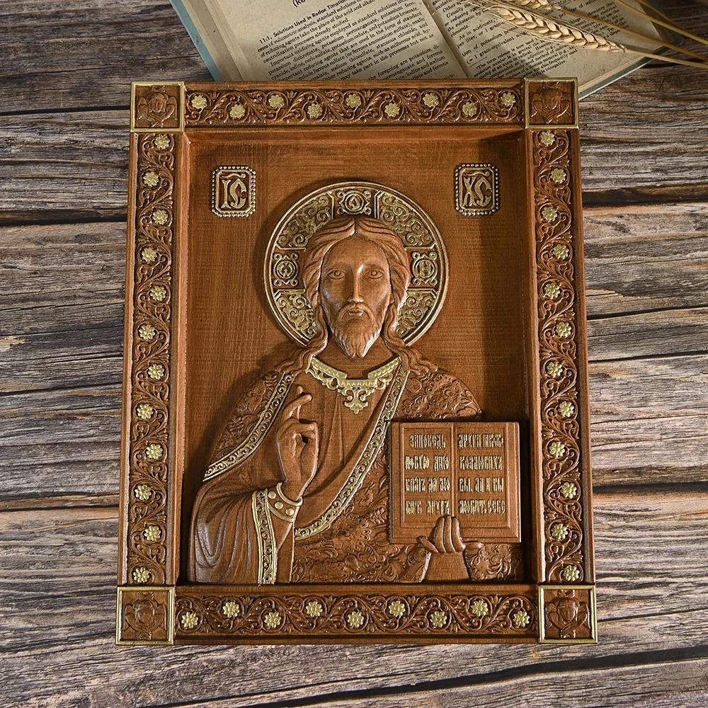 Religious 35cm Orthodox Icon Jesus Statue, Saint Plaque Ornaments, Church Interior Home Wall Decor