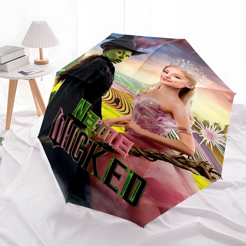 1pc Wicked, Oz Custom Name Automatic Folding Umbrella - Compact 8-Rib Design, Durable Plastic & Iron, Daily Use 045
