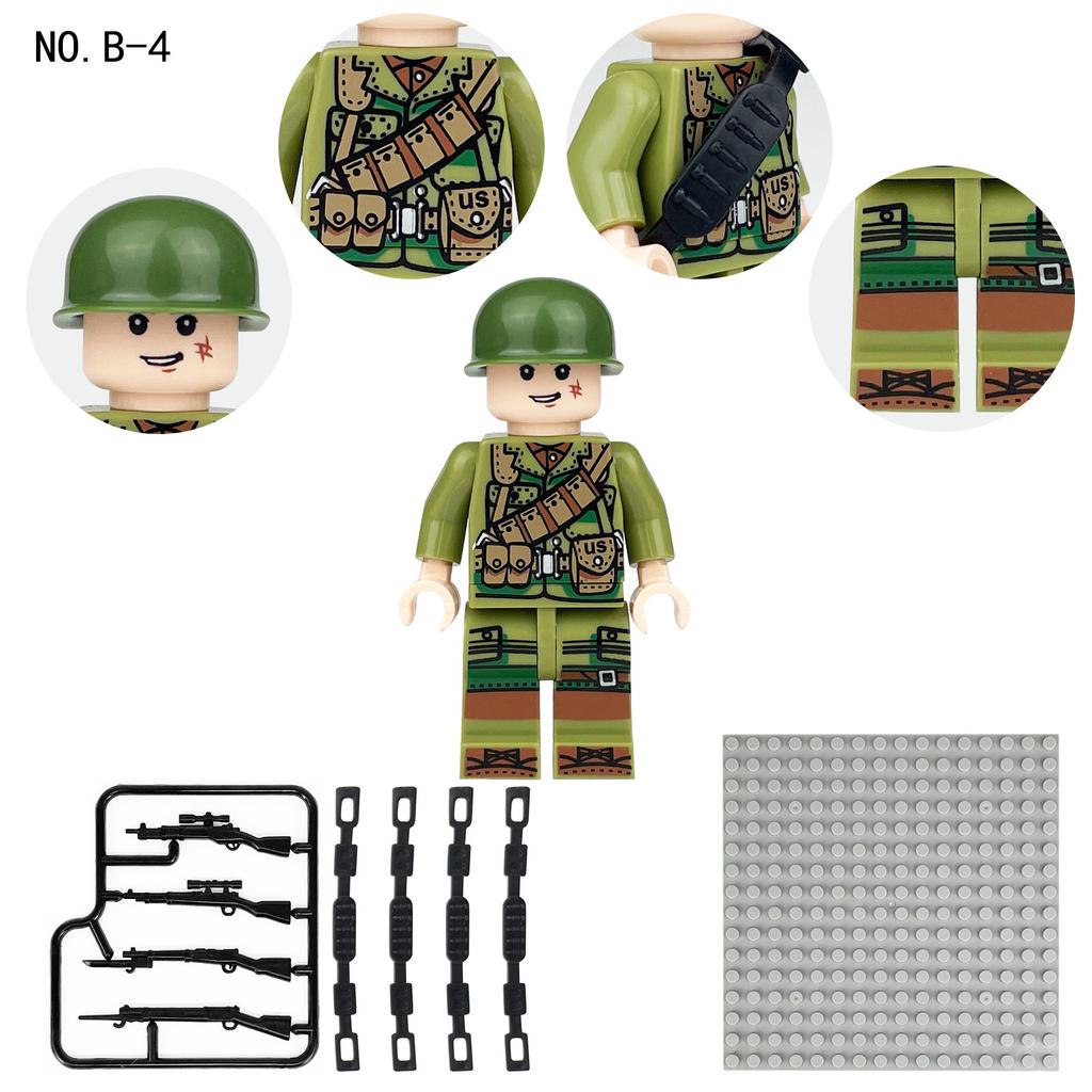 M8238 Us Field Corps Small Particle Building Block Children'S Toy Mortar Map Pig