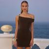 European & American Asymmetrical One-Shoulder Bodycon Dress for Women