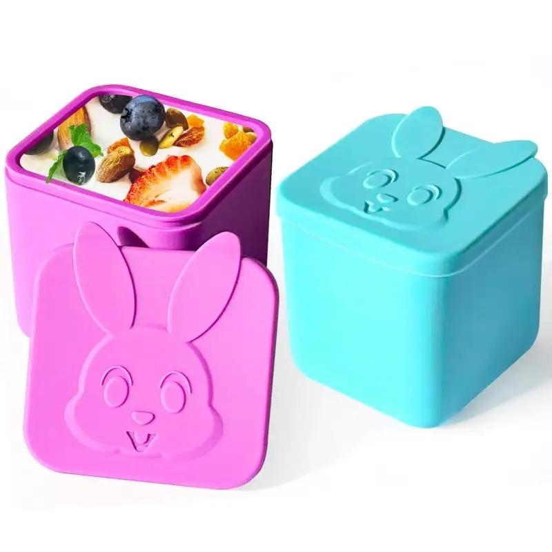 1-10 Stück Wiederverwendbare Snackbox mit Deckel Silikon Kinder Lunchbox Auslaufsichere Soßenbox Lebensmittelaufbewahrungsbox Lebensmitteldosierer