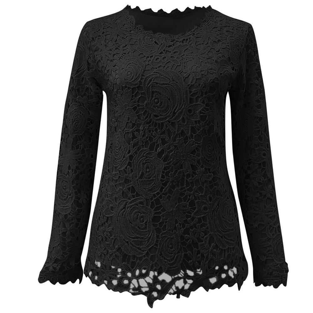 Tshirts Sleeve Long Tops Womens Lace Slim Fit Blouses Crewneck Tunic Tops Fall Shirt Loose Pullover Blouse