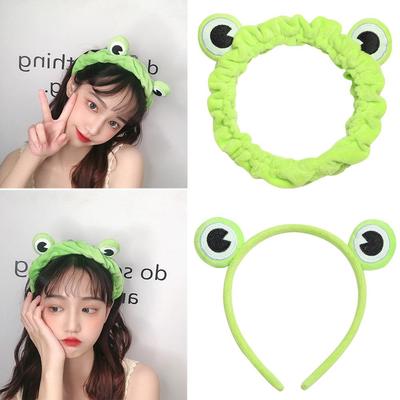 Cute Wide-brimmed Coral Fleece Funny Frog Makeup Headband Skincare Hair Band Washing Face Hairband