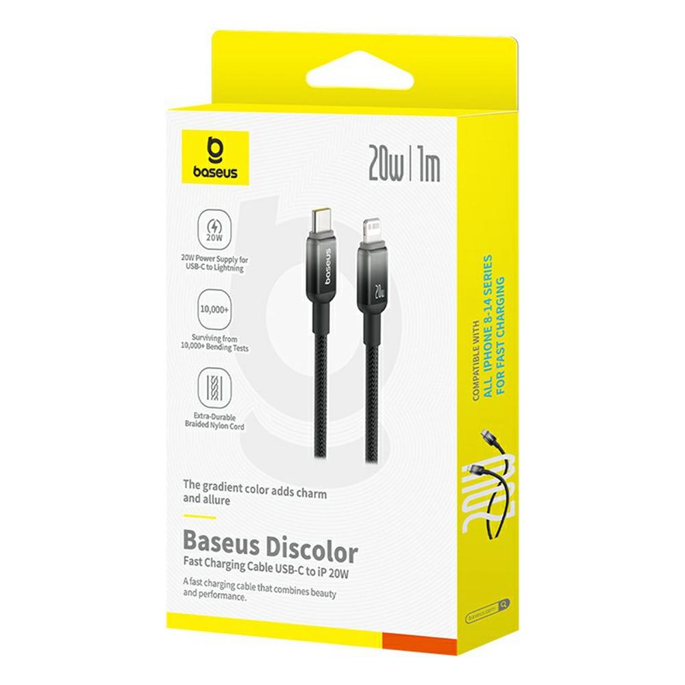 BASEUS Discolor Series 1m Fast Charging Cable Type-C to iP 20W Nylon Braided Data Cord