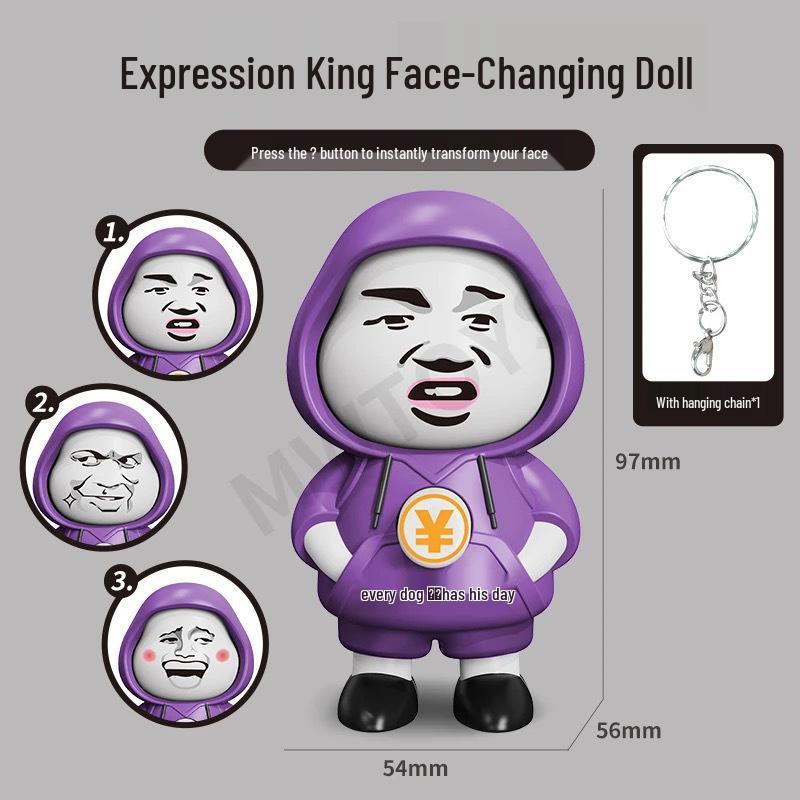 La Bu Face-Changing Doll Keychain: Trendy Cartoon Gift & Creative Decompression Toy Pendant