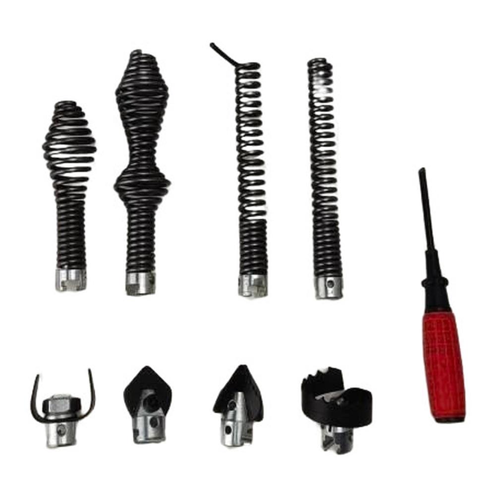 9pcs Pipe Dredging Machine Accessories Cutter Kit Compatible with For Ridgid C8 Drain Snake Cable 5 8 Inch Size