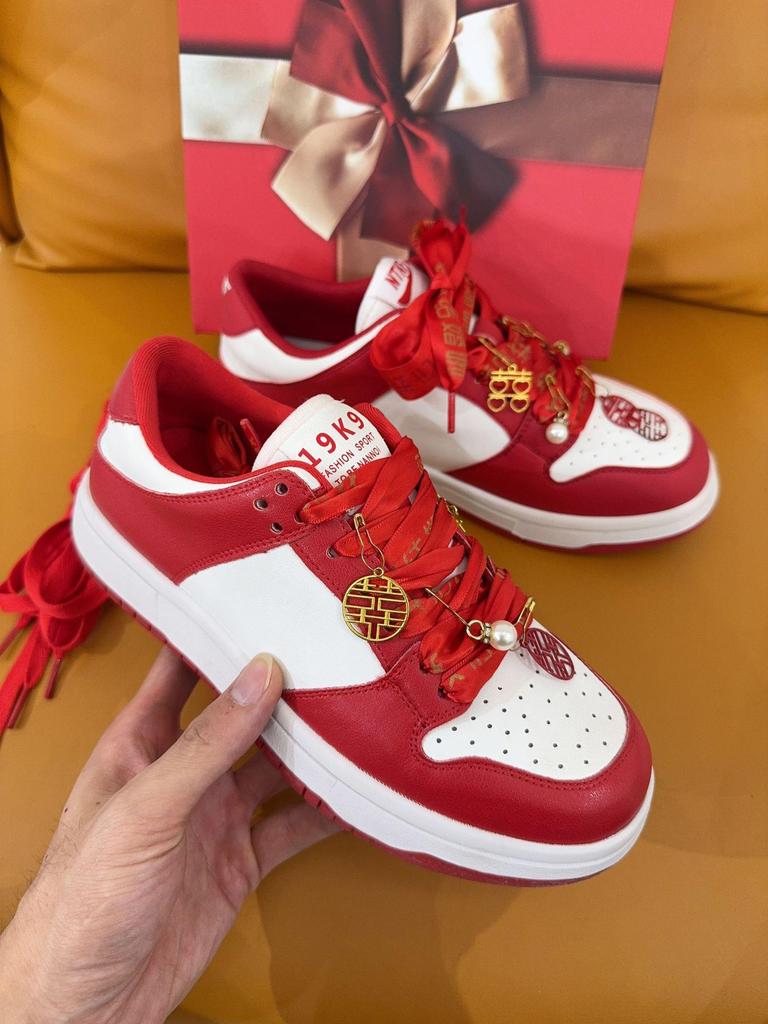 AJ 2025 Bridal & Sports Sneakers: Women's Red Two-Wear Wedding Shoes & Men's Couple Style
