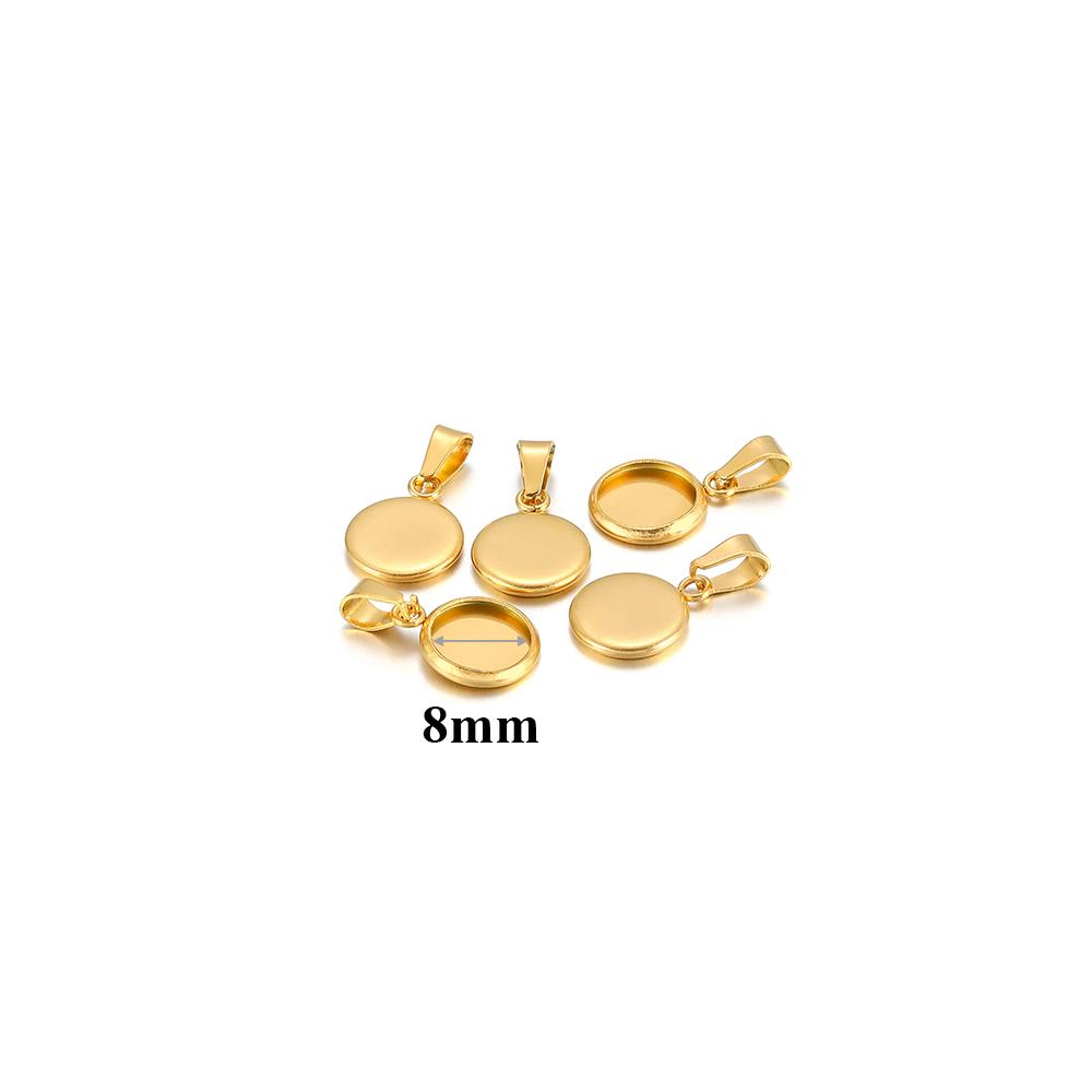 10pcs Fit 10 12 16 20 30mm Stainless Steel BlankCabochon Cameo Base Settings Tray Bezels Pendant Charms for DIY Jewelry Making