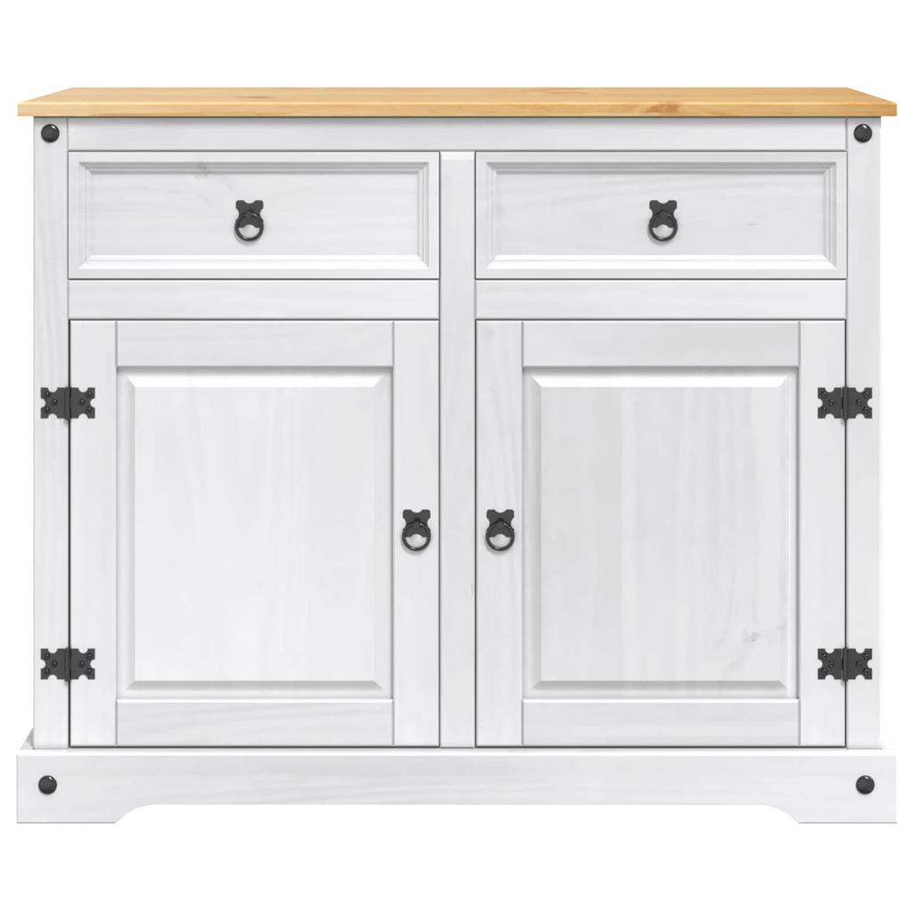 Kitchen Trolley 2 pcs White and Honey Wax 112 x 70 x 91.5 cm