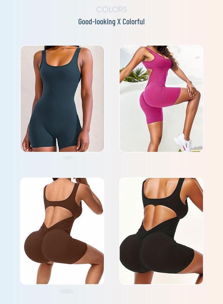 Seamless Sexy Peach Butt Yoga Bodysuit with Integrated Beautiful Back Design
