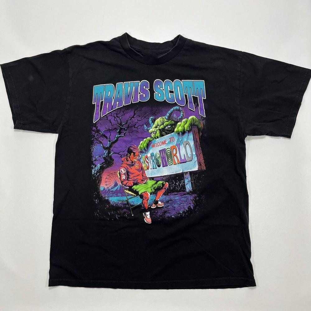 Винтажная футболка Travis Scott Welcome to Astroworld Унисекс Концертная S - 5XL MQ395 Унисекс Футболка XXL