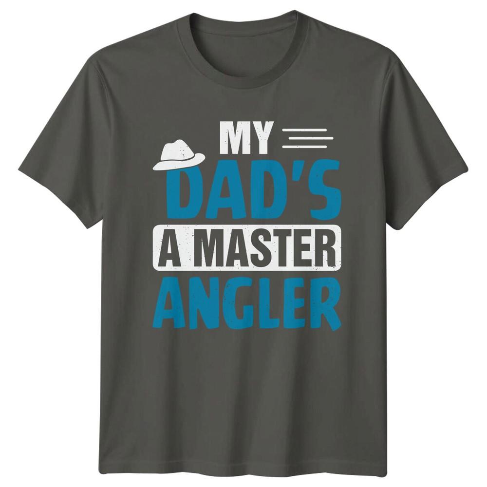 My Dads A Master Angler TShirt Fathers Day Fishing Graphic Tee S