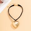 Chunky Black Flannelette With Big Heart Pendants Necklaces for Women Trendy Short Choker Collar 2026 Fashion Jewelry Accessories
