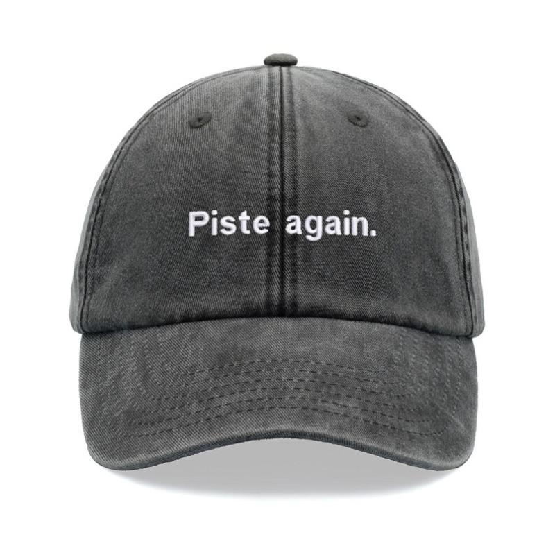 1pc Piste Again Printed Retro Style Washed Baseball Cap for Women,outdoor Leisure Distressed Sun Cap for Casual Wear,beach Party