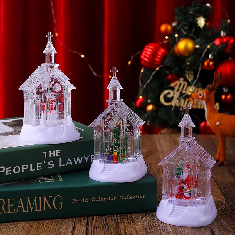 Christmas decoration Santa Claus glowing snow lights Christmas small gifts desktop ornaments
