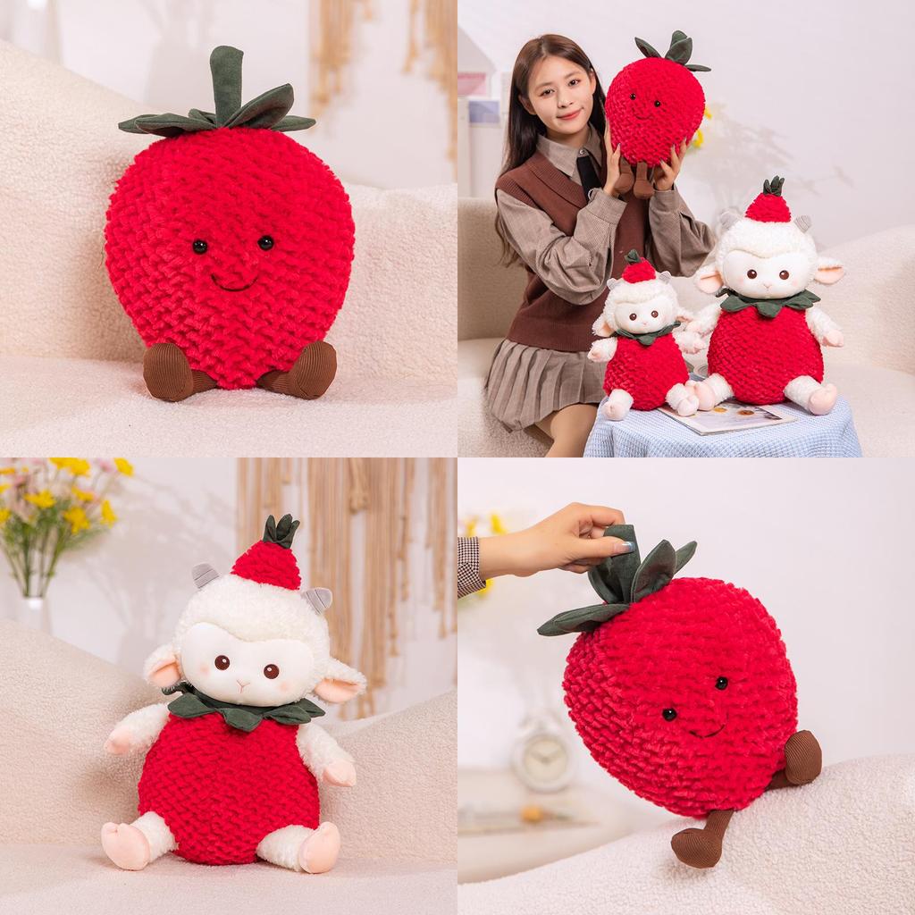 Adorable Strawberry Sheep Plush Toy Soft And Cuddly Stuffed Animal Doll For Kids