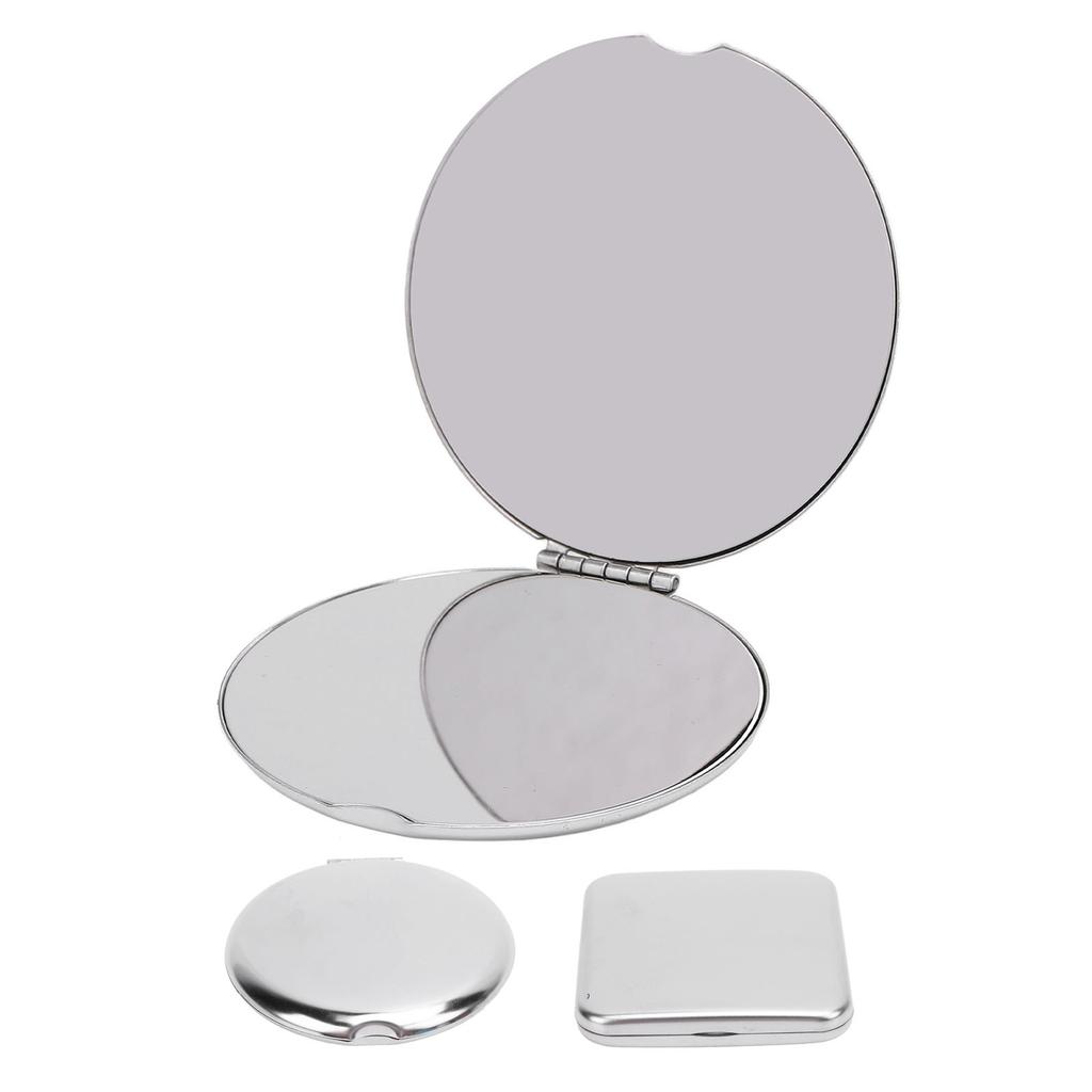 Pocket Mirror Portable Stainless Steel Compact Mirror Metal Handheld Drop Resistant Double Sided Mir