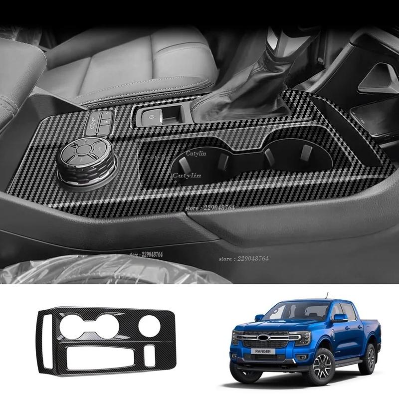 For Ford Ranger 2024 2025 ABS Carbon Fiber Center Console Gear Shift Panel Decoration Cover Stickers Trim Car Accessories