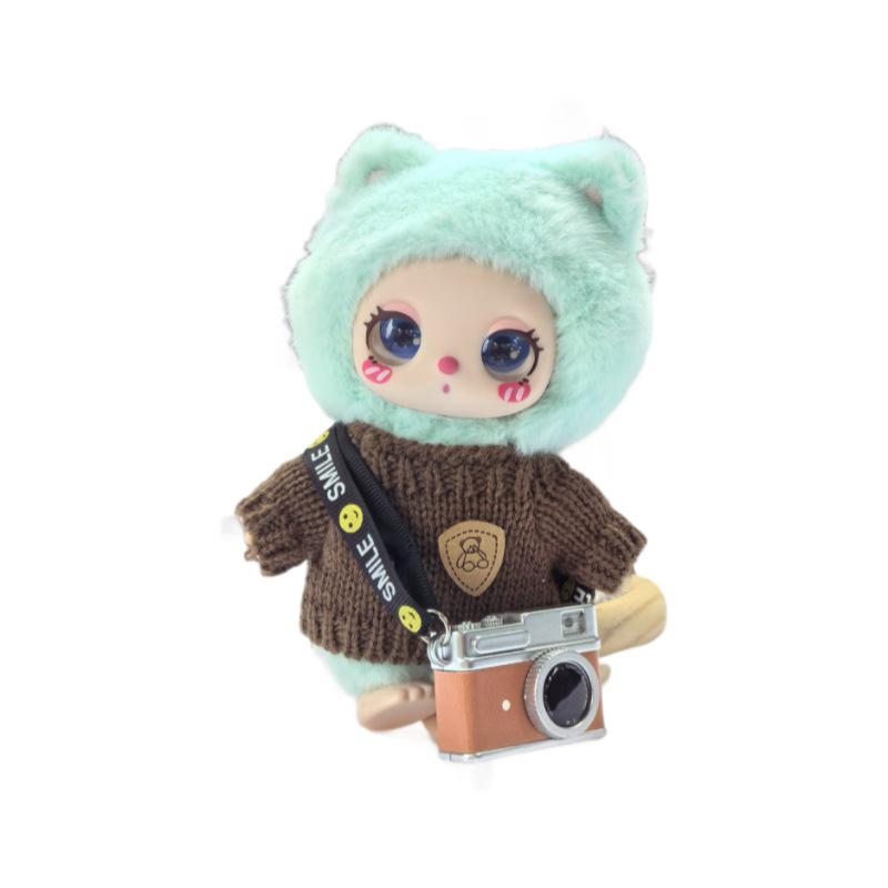 17CM Labubu Pendant Doll Sweater Set: Cute Knitted Clothes & Hat