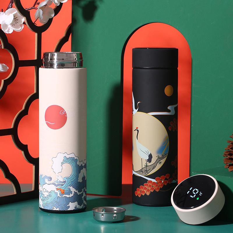 304 Stainless Steel Smart Thermos with Temperature Display - Chinese Style Custom Gift Cup