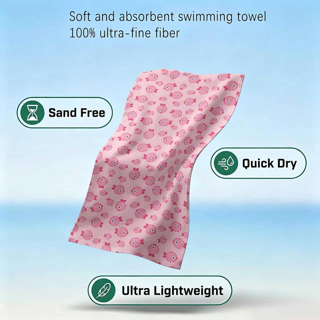 Pink Brush Stripe Beach Towel Sand Free Quick Dry Absorbent Thin Compact Towels for Swimming Pool Camping Beach Accessories