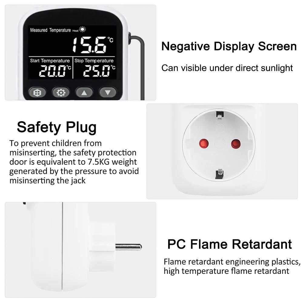 WIFI Digital Thermostat Socket 16A Outlet Plug Remote Temperature Controller Switch Cooling Heating 2M Temperature Sensor