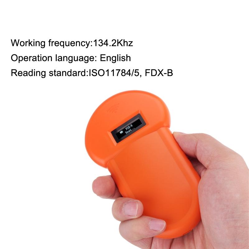 Leitor de Chip de Identificação Animal USB Portátil 12W 134.2KHz FDX-B Para Cães Gatos Display LCD Scanner de Microchip Animal Etiqueta