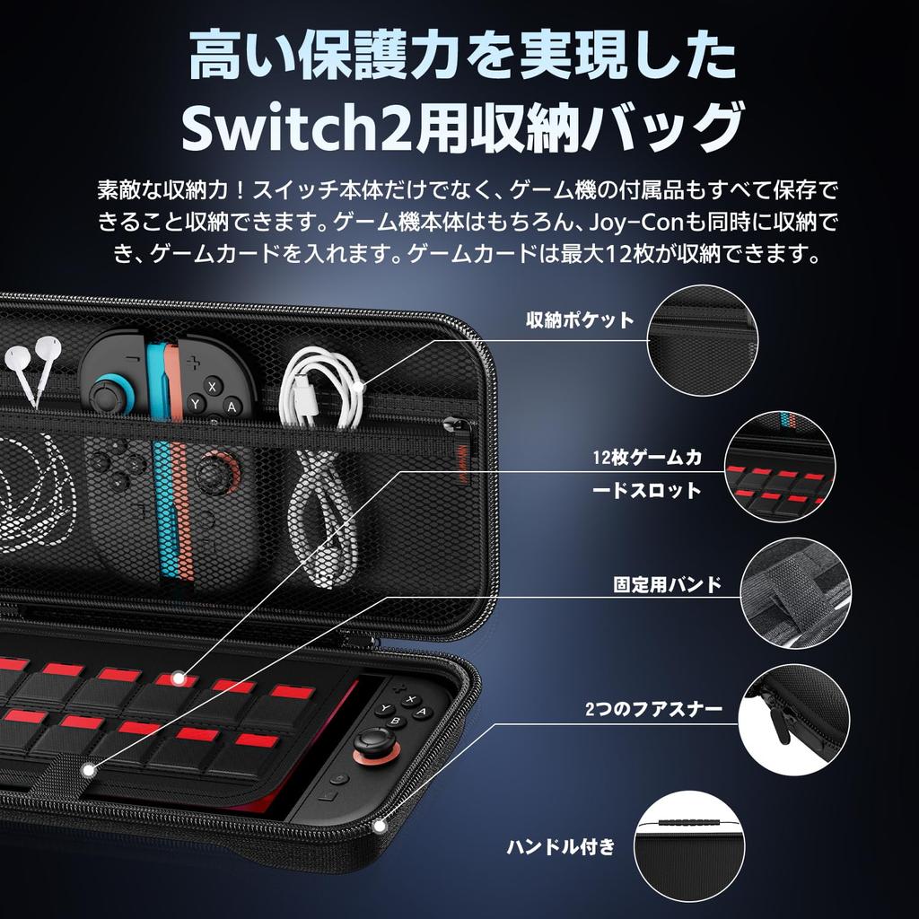 New Switch 2 Storage Includes 2 Screen Protective and 6 Stick Includes Protective Protective Large Capacity Storage 12 Game Card Full High Scratch and