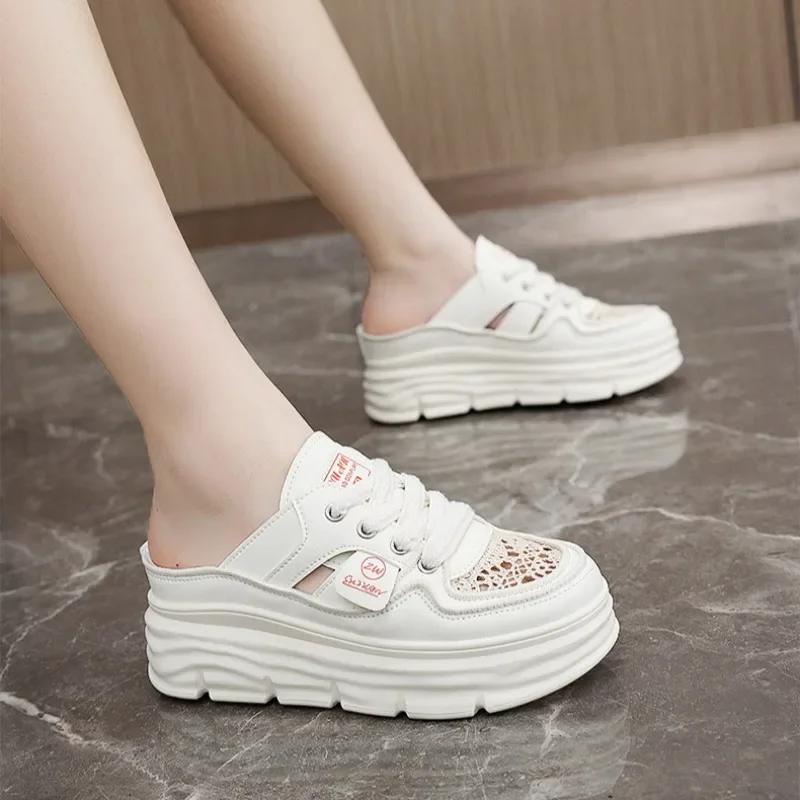 Designer Innovate Brand Hot Sale Casual Shoes for Women Fashion Chunky Woman's Half Slippers New Women Sandals Zapatos De Mujer