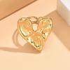 French Retro Adjustable Stainless Steel Heart Ring for Women - Exaggerated Heart Titanium Steel Jewelry