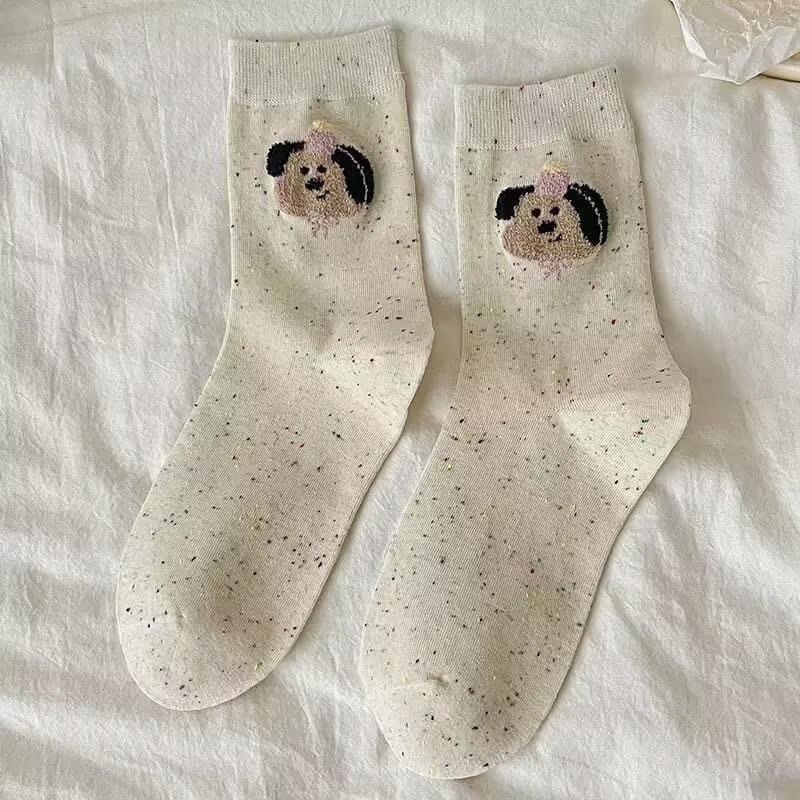 Socks Sweet Socks Dopamine Socks Girl Style School Style Colorful Cartoon Cute and Versatile Polka Dot Yarn Mid-calf Socks for Girls