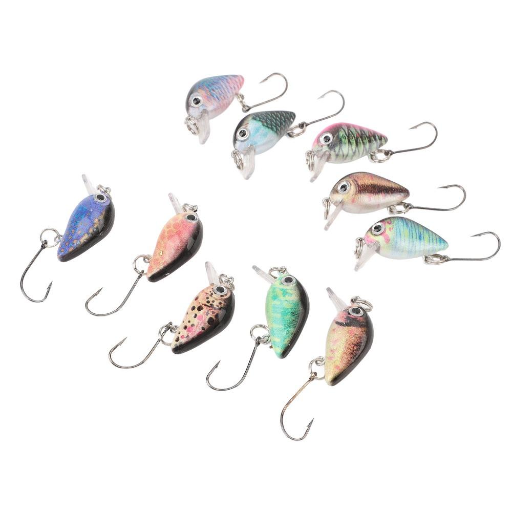 10PCS with 3D Eyes Hard Baits 3cm 1.5g Topwater Lures Durable Crankbait Lures  for Bass Trout Pike