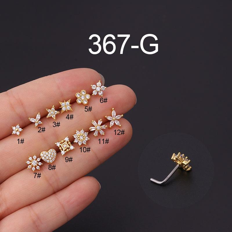 Piercing Naso Borchie Oro/Argento per Donne, Acciaio Chirurgico 20G Ipoallergenico Piercing Naso a L Ipoallergenico Gioielli Piercing con Zirconia Cubica