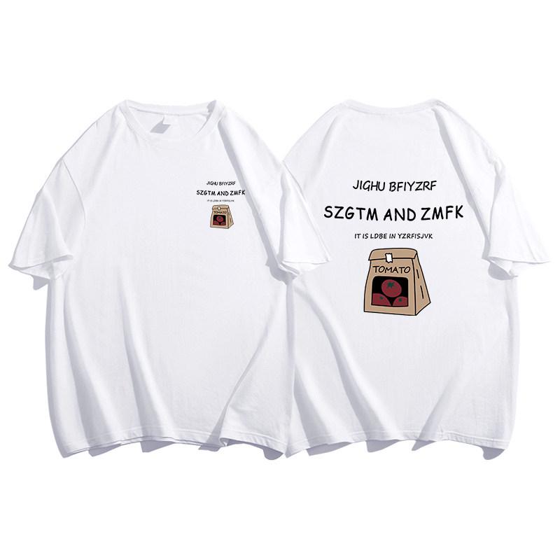 Korean Style Loose Fit Cotton Printed White T-shirt for Women, Plus Size Chubby Girls, Chic Half Sleeve, Perfect for Couples