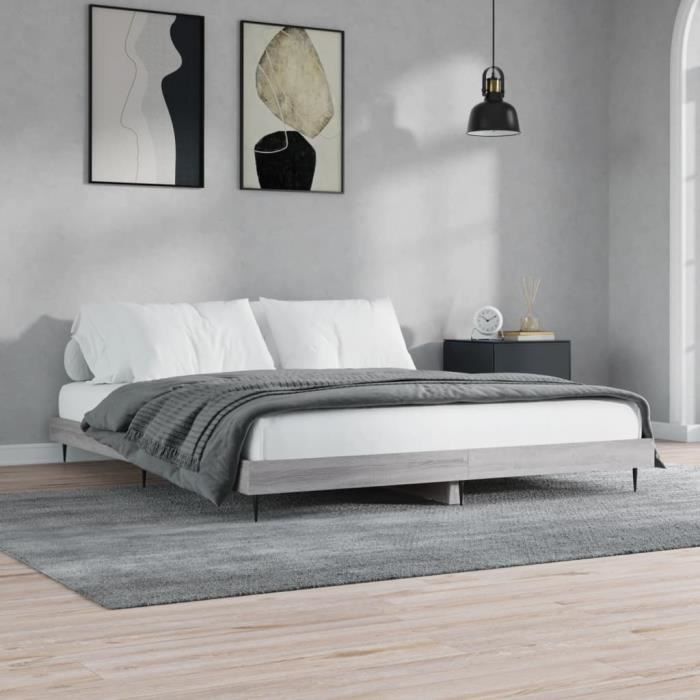 VidaXL Cadre de lit sonoma gris 140x200 cm bois d'ingénierie 832251