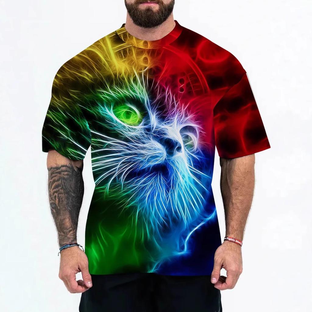 New 3D Digital Printed European and American Adult Men's Animal T-shirt