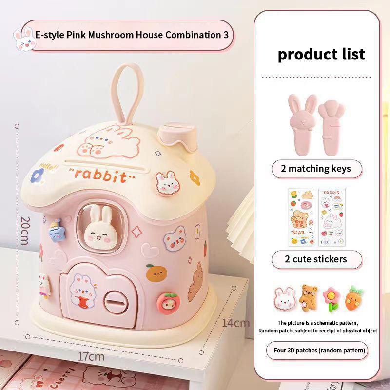 1 Conjunto Casa Infantil Porta-Moedas Cofrinhos Cofre Cofrinho Coelho Caixa Misteriosa Decoração de Quarto Poupança em Dinheiro Caixinha de Dinheiro